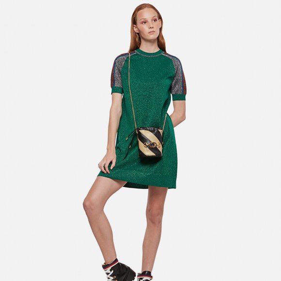 Gucci Metallic T-shirt Dress in Green NEW WITH TAGS - Picture 8 of 13